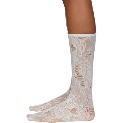 Shop Gucci Off-white Blossom Gg Socks In 9205 Ivory