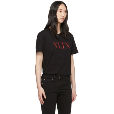 Shop Valentino Black Vltn T-shirt In 0nr Blk Red