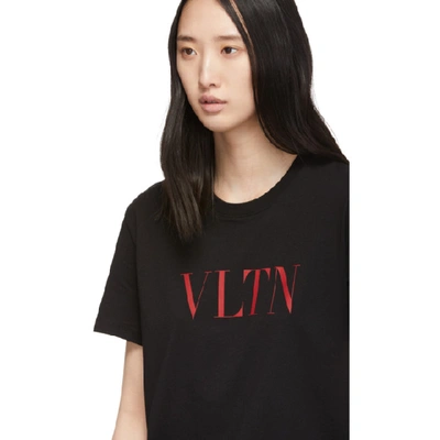 Shop Valentino Black Vltn T-shirt In 0nr Blk Red
