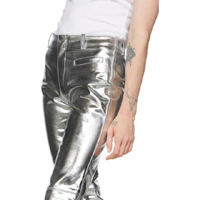 Shop Marine Serre Silver Foiled Flared Trousers