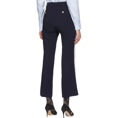 Shop Gucci Navy Bootcut Trousers In 4191 Navy