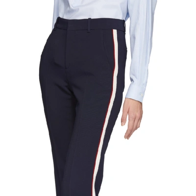 Shop Gucci Navy Bootcut Trousers In 4191 Navy