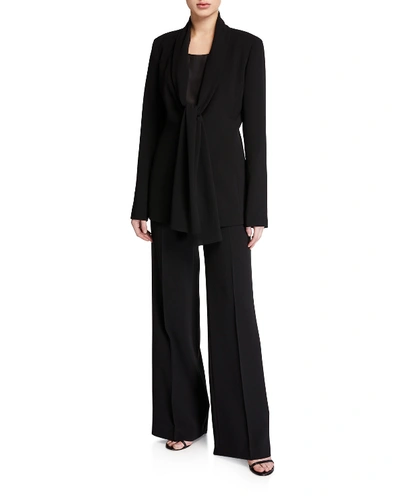 Shop Lafayette 148 Dalton Finesse Crepe Wide-leg Pants In Black