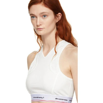 Shop Alexander Wang T Alexanderwang.t Off-white Wash And Go Logo Bra In 106 Ivory