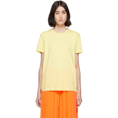 Shop Mm6 Maison Margiela Yellow Embroidered Logo T-shirt In 169 Yellow