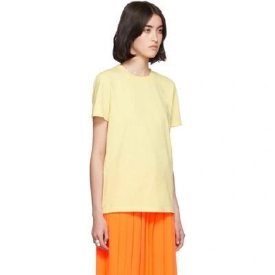 Shop Mm6 Maison Margiela Yellow Embroidered Logo T-shirt In 169 Yellow