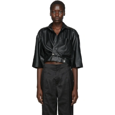 Shop Markoo Ssense Exclusive Black The Cropped Snap-front Shirt