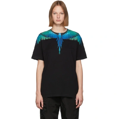 Shop Marcelo Burlon County Of Milan Black And Blue Wings T-shirt In Black Multi