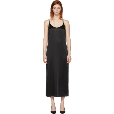 Shop La Perla Black Silk Slip Dress In 0002 Black