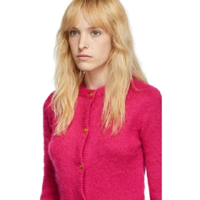Shop Versace Pink Mohair Cardigan In A1230 Fuxia