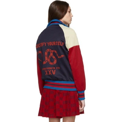 Shop Gucci Navy Fy Yourself Track Jacket In 4353 Blue