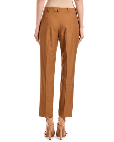 Shop Agnona Wool Straight-leg Crop Pants In Light Brown