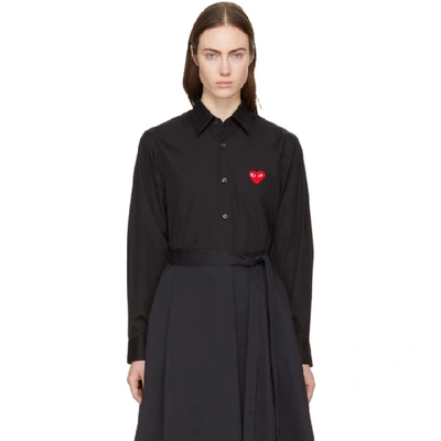 Shop Comme Des Garçons Play Comme Des Garcons Play Black And Red Heart Patch Shirt