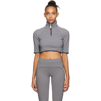 Shop A-cold-wall* Grey Raglan Crop Zip-up Turtleneck