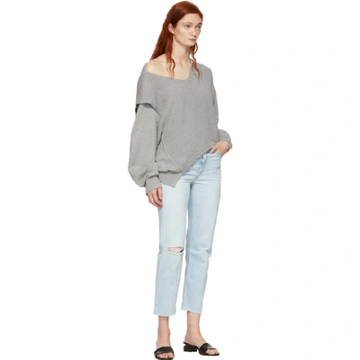 Shop Alexander Wang T Alexanderwang.t Grey Utility V-neck Sweater In 030 Heathgr