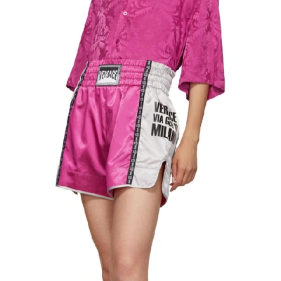 Shop Versace Silver And Pink Boxing Shorts In A068 Pink