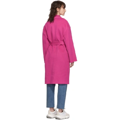 Shop Kenzo Pink Belted Cocoon Coat In 30 Begonia