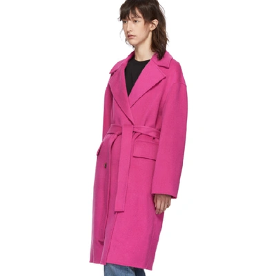 Shop Kenzo Pink Belted Cocoon Coat In 30 Begonia