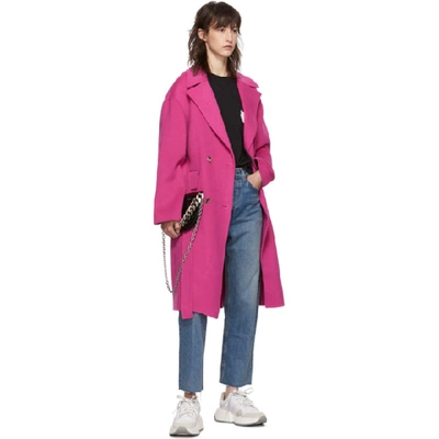 Shop Kenzo Pink Belted Cocoon Coat In 30 Begonia