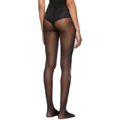 Shop Alexander Wang Black Crystal Logo Tights In 001 Black