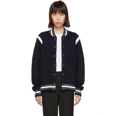 Shop Givenchy Navy Wool Bomber In 410 Navy