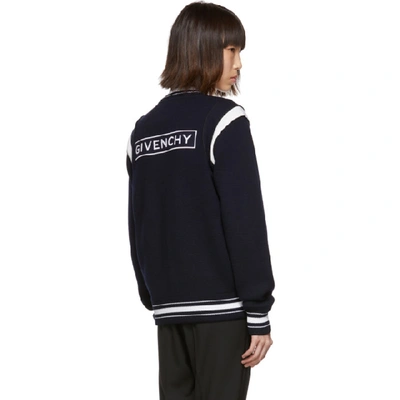 Shop Givenchy Navy Wool Bomber In 410 Navy