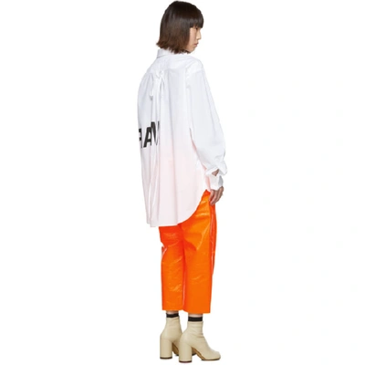 Shop Mm6 Maison Margiela White Oversized Logo Shirt In 100 White