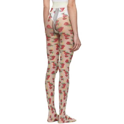 Shop Gucci Off-white Strawberry Leggings In 9888 Multi