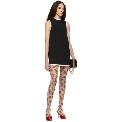 Shop Gucci Off-white Strawberry Leggings In 9888 Multi