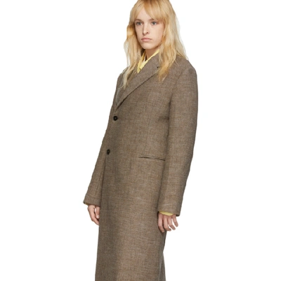 Shop Jil Sander Brown Wool Asymmetric Coat In 241 Ceder