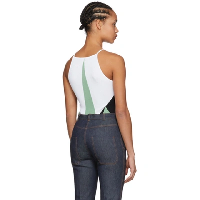 Shop Bottega Veneta Green & White Knit Bodysuit In 9027 Aqua