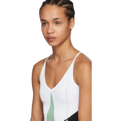 Shop Bottega Veneta Green & White Knit Bodysuit In 9027 Aqua