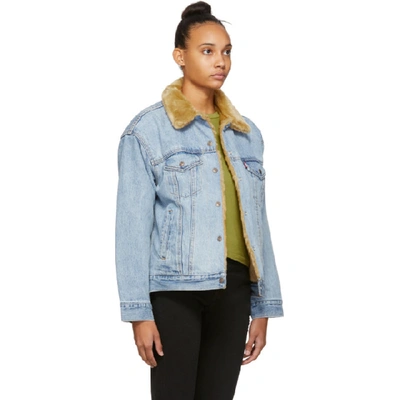 Shop Levi's Reversible Indigo Denim Dad Trucker Jacket In Hellaindigo