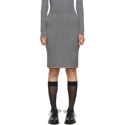 Shop Thom Browne Grey Rib Pencil Skirt In 055 Light G