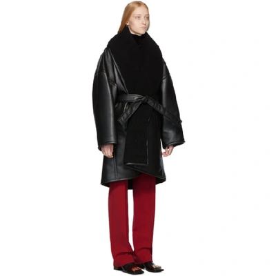 Shop Balenciaga Black Faux-leather Light Cocoon Coat In 1000 Black