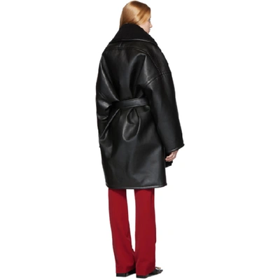 Shop Balenciaga Black Faux-leather Light Cocoon Coat In 1000 Black