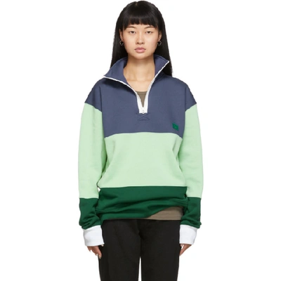 Shop Acne Studios Navy Face Half-zip Sweatshirt In Denim Blue