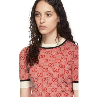 Shop Gucci Red Knit Gg Sweater In 6397 Red