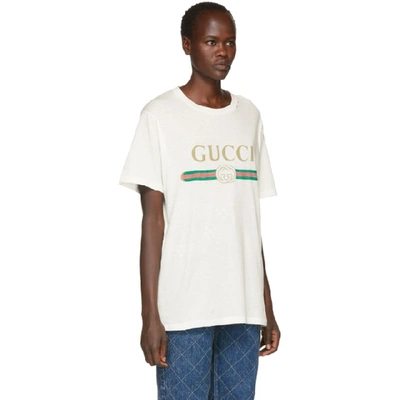 Shop Gucci Off-white Logo T-shirt In 9234 Ivory
