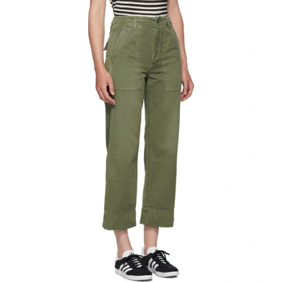 Shop Amo Khaki Wide-leg Army Trousers In 143 Graygre