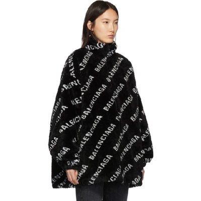 Shop Balenciaga Black Faux-fur Zip Jacket In 1001 Black