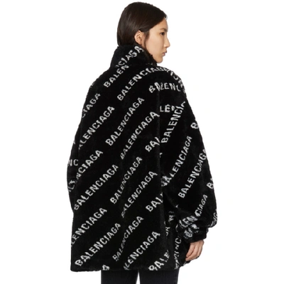 Shop Balenciaga Black Faux-fur Zip Jacket In 1001 Black