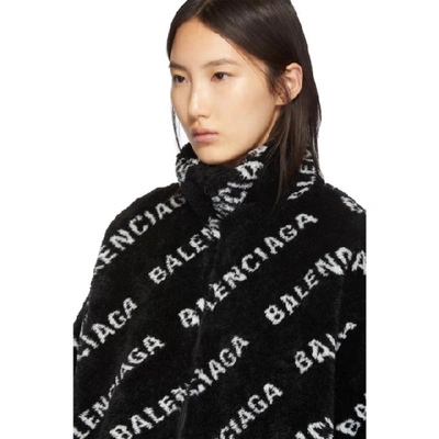 BALENCIAGA 黑色人造皮毛拉链夹克