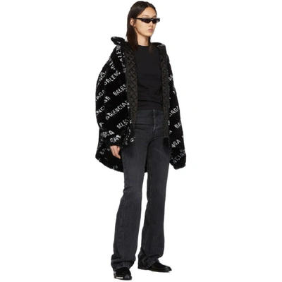 Shop Balenciaga Black Faux-fur Zip Jacket In 1001 Black