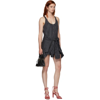 Shop Alexander Wang Black And Grey Poplin Tie Waist Bodysuit In 992 Blkplai