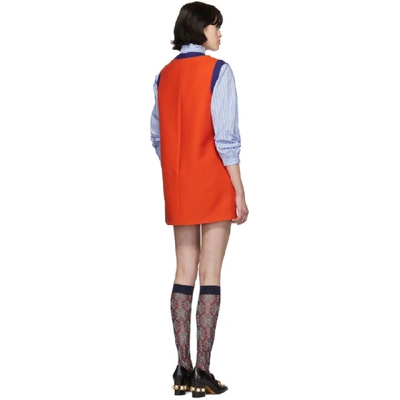 Shop Gucci Red And Blue Bicolor Mini Dress In 7530 Orange