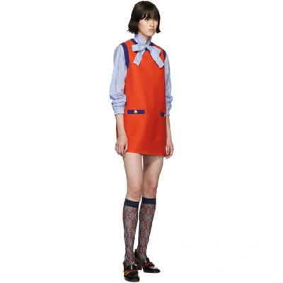 Shop Gucci Red And Blue Bicolor Mini Dress In 7530 Orange