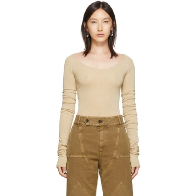 Shop Lemaire Tan Bare Shoulder Second Skin Sweater In 245 Ginger