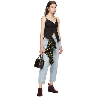 Shop Alexander Wang Black Polka Dot Scarf In Citron