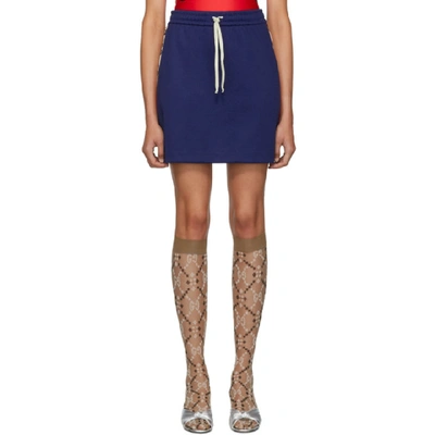 Shop Gucci Blue Gg Drawstring Miniskirt In 4685 Royal